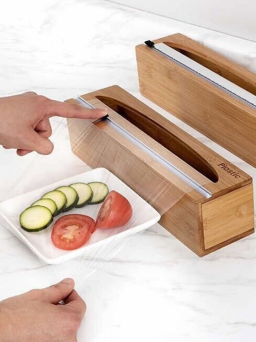 Bamboo Foil & Plastic Wrap Dispenser  2-piece Set